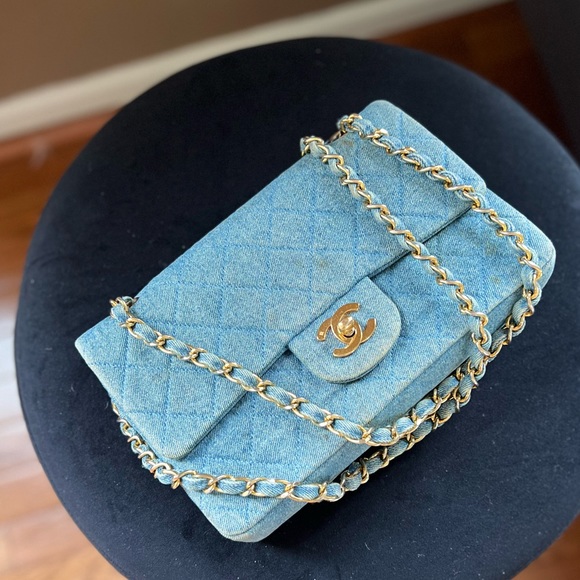 SOLD📌VTG CHANEL 1991 CLASSIC DENIM MEDIUM FLAP BAG PURSE CC TURN LOCK 24k - Picture 13 of 16